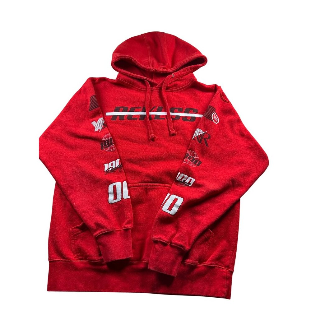 Young & Reckless Y&R Men’s Red Graphic Pullover Hoodie | Streetwear Style | Size